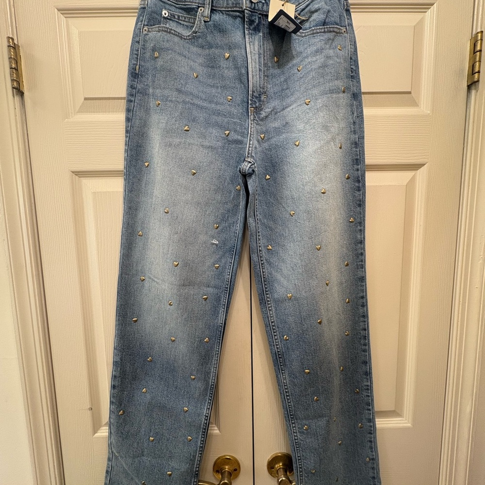 Universal Thread Light Blue Studded Straight-Leg Jeans